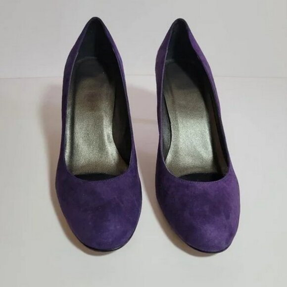 Vaneli Women's Shoes Size 9 Purple Suede Heels Pumps Undine 3" Round Almond Toe - Picture 4 of 6